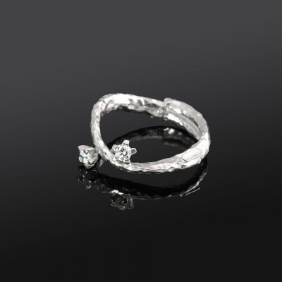 anello 2 brillantini argento