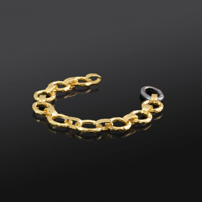 bracciale bicolore catena oro e nero